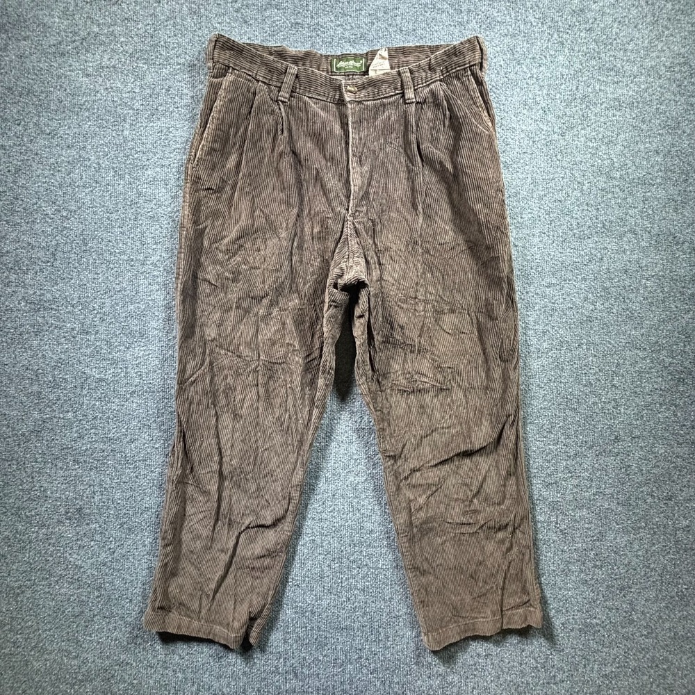 Eddie Bauer Chino Pant Men's 36x30 Brown Cotton Corduroy Straight Relaxed Preppy